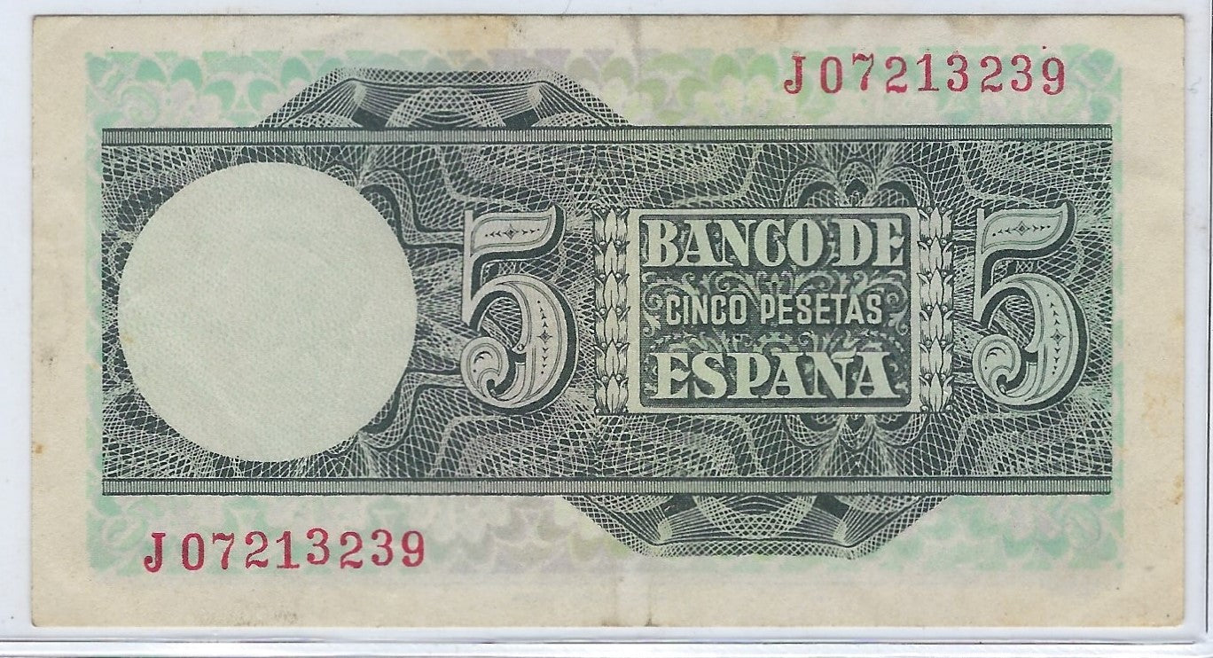 SPAIN 1948 5 PESETAS  P-136A " VERY NICE .SP2