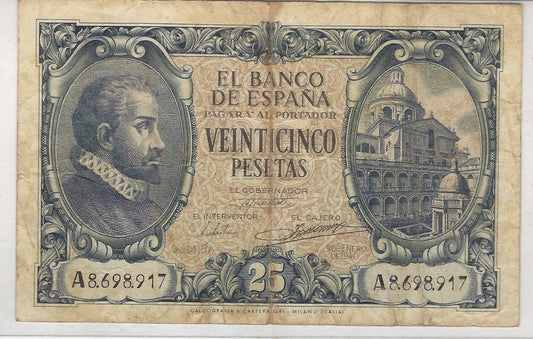 SPAIN 1940, 25 PESETAS  P-116 " VERY NICE  . SP3