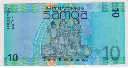 Samoa 10 Tala P 39a ND (2008) UNC , Fancy SN Quad 0000 , Binary & Lucky 7 ( 0000707 ).SM1