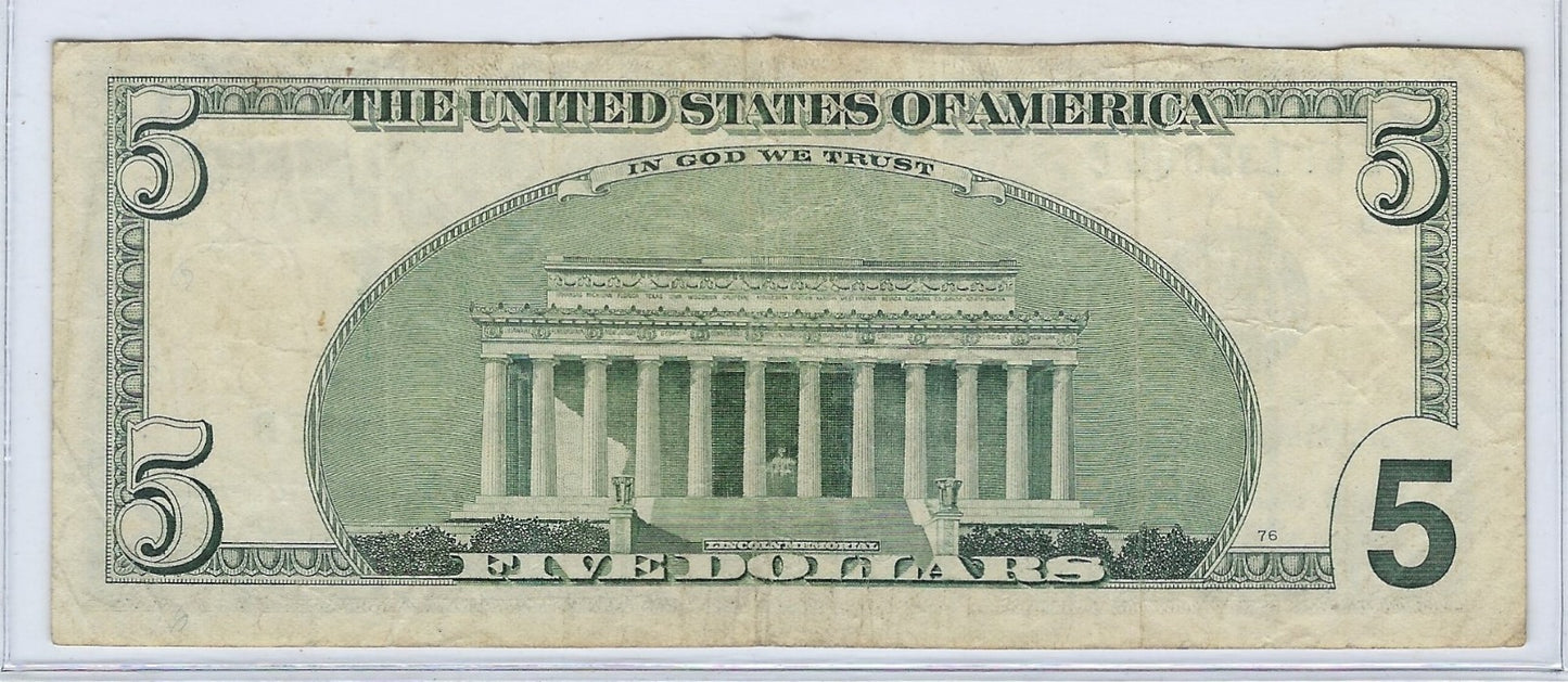 US$5 FRN , 2003A Series Misalignment Shift Error VF+.FN104