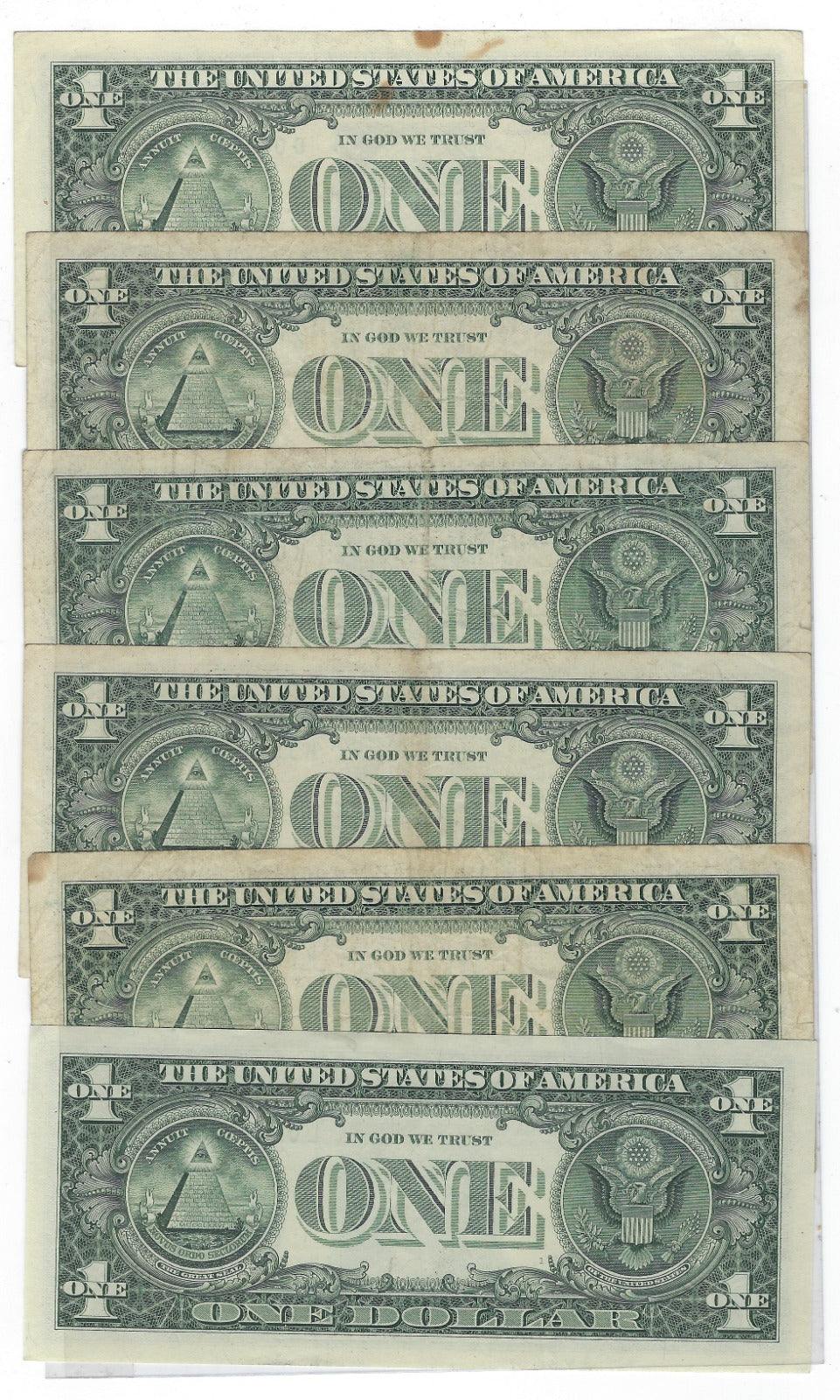 US$1 FRN  Star Notes x 6 . Fancy S.N Trio 111 from 3 Different Districts. F: VF, + FREE Gift( READ more) .FN205