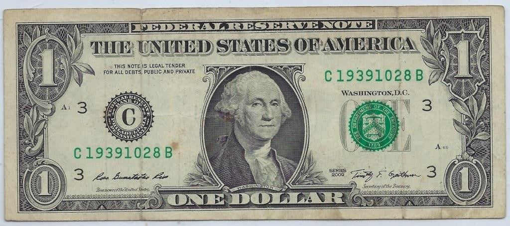 US$1FRN Washington Fancy SN DATE 1939 10 28 Read More in Description Philadelphia 3C F.R1Z