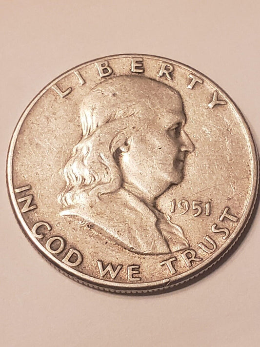 USA Silver Half Dollar Franklin 1951 in a good condition .(CB9a1)