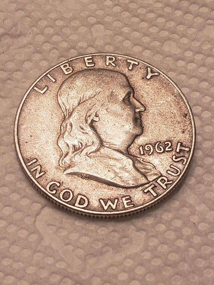 USA Silver Half Dollar Franklin 1962D in a good condition .(CB9a4)
