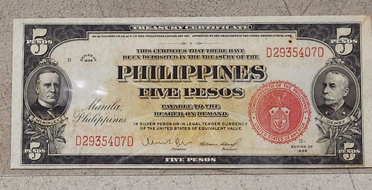 Philippines 5 Pesos 1936 P-83a UNC .EK104