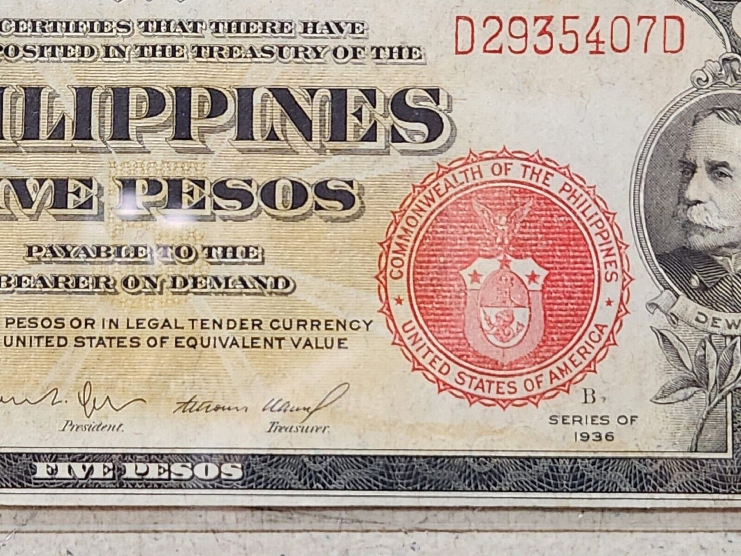 Philippines 5 Pesos 1936 P-83a UNC .EK104