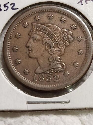 US RARE 1852 BRAIDED HAIR Large Cent in High Grade XF.Cb6A