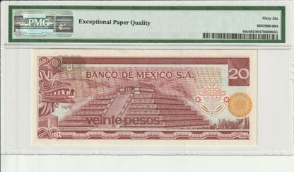 Mexico 1976 20 Pesos UNC PMG Certified 66 EPQ Pick 64c