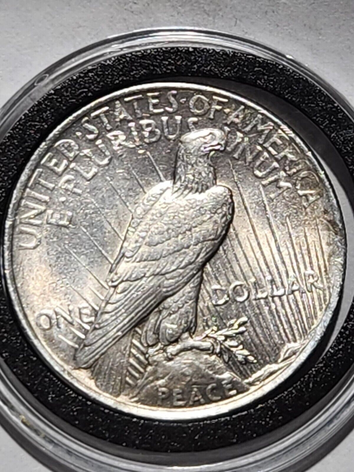 USA $1 Silver PEACE 90% 1922 with plastic holder.19W3M2