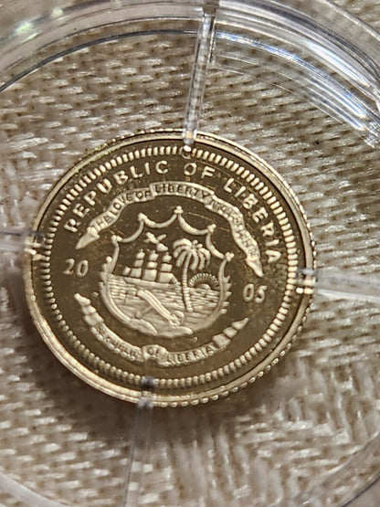 Liberia 2005 $10 Smallest Gold Mini Coin Proof.CB8C
