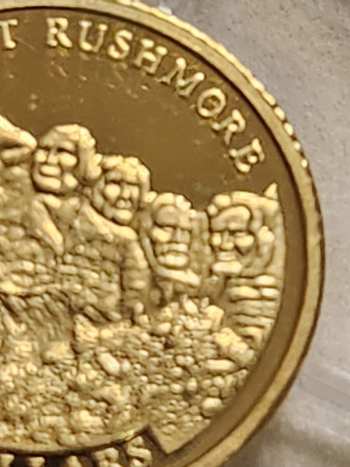 Liberia 2001 $25 Smallest Gold Mini Coin Proof-"4 US presidents"est $75.CB8B