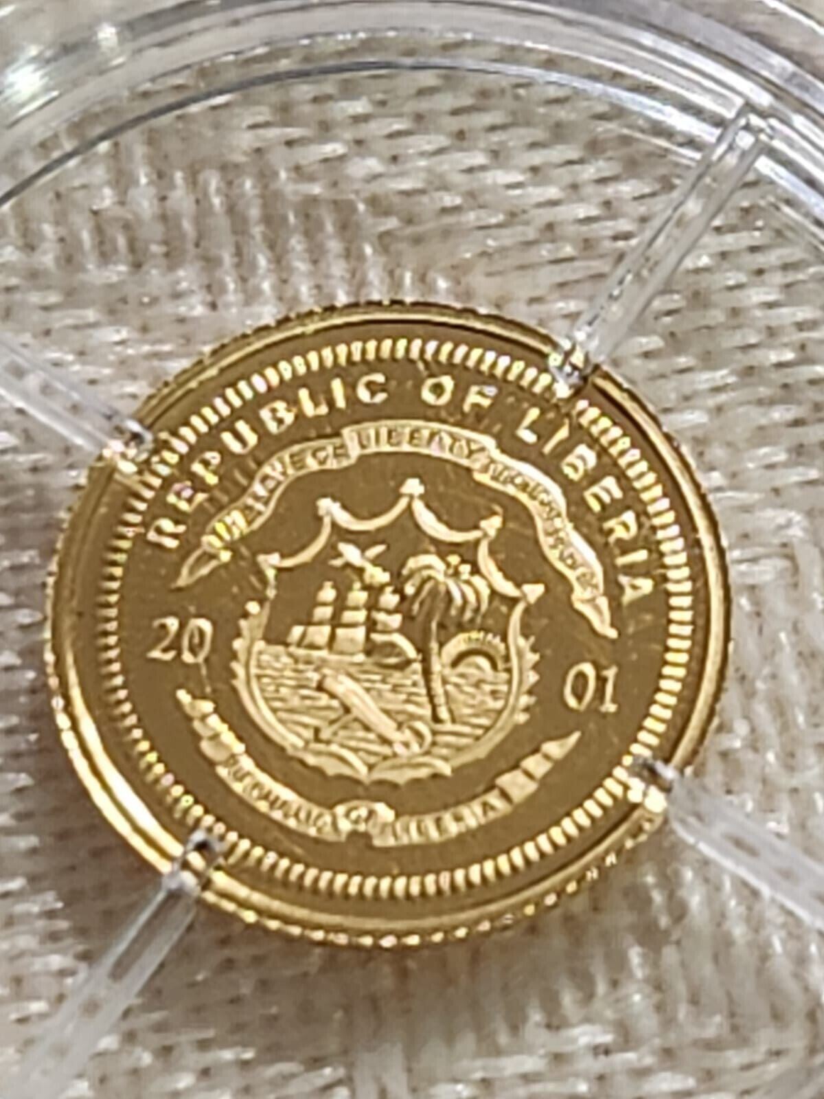 Liberia 2001 $25 Smallest Gold Mini Coin Proof-"Galileo Galile"est $75+.CB8a