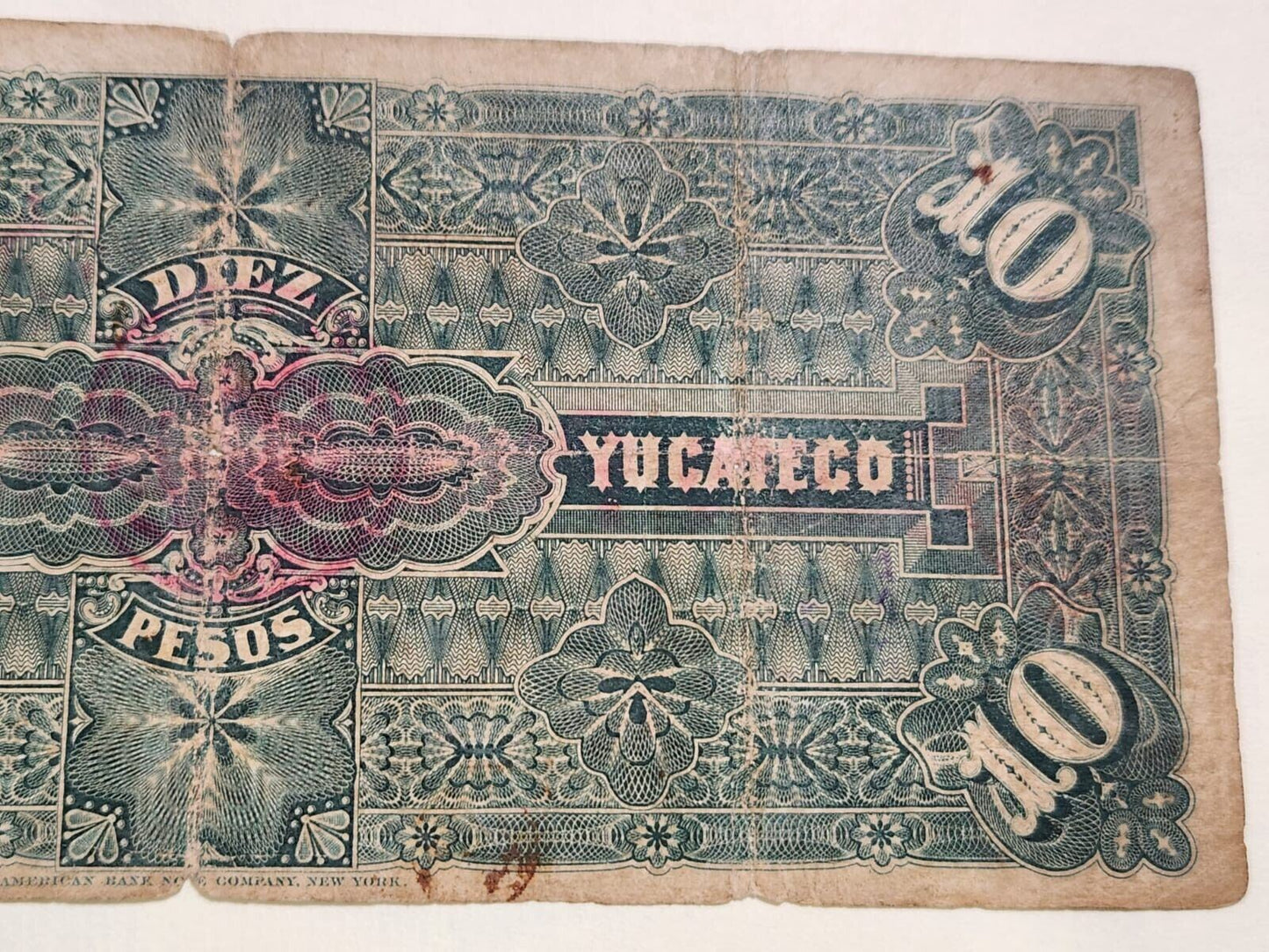 Banco de YUCATECO , MERIDA Mexico 10 Pesos 1903) ,est $150 ++.L21