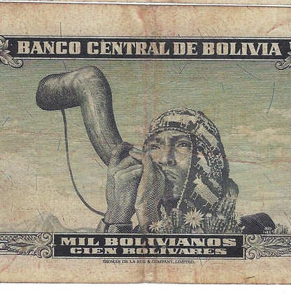 Bolivia 1000 Bolivianos 20.12.1945  X2 Serie A VF.est $35.BO3c
