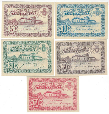 Portugal Hospital de S.Jose Full set 5,10,20,30,50 Centavos 1920 UNC -aUNC.PO1A1