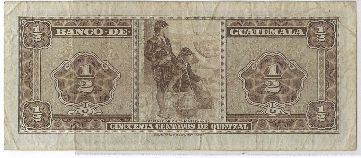 Guatemala Half 1/2 quetzal 50 centavos 13.1..1967 P-51d Lucky SN.est$165+.GU5