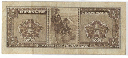 Guatemala Half 1/2 quetzal 50 centavos 15.1..1965 P-51 VF Est $95.GU4