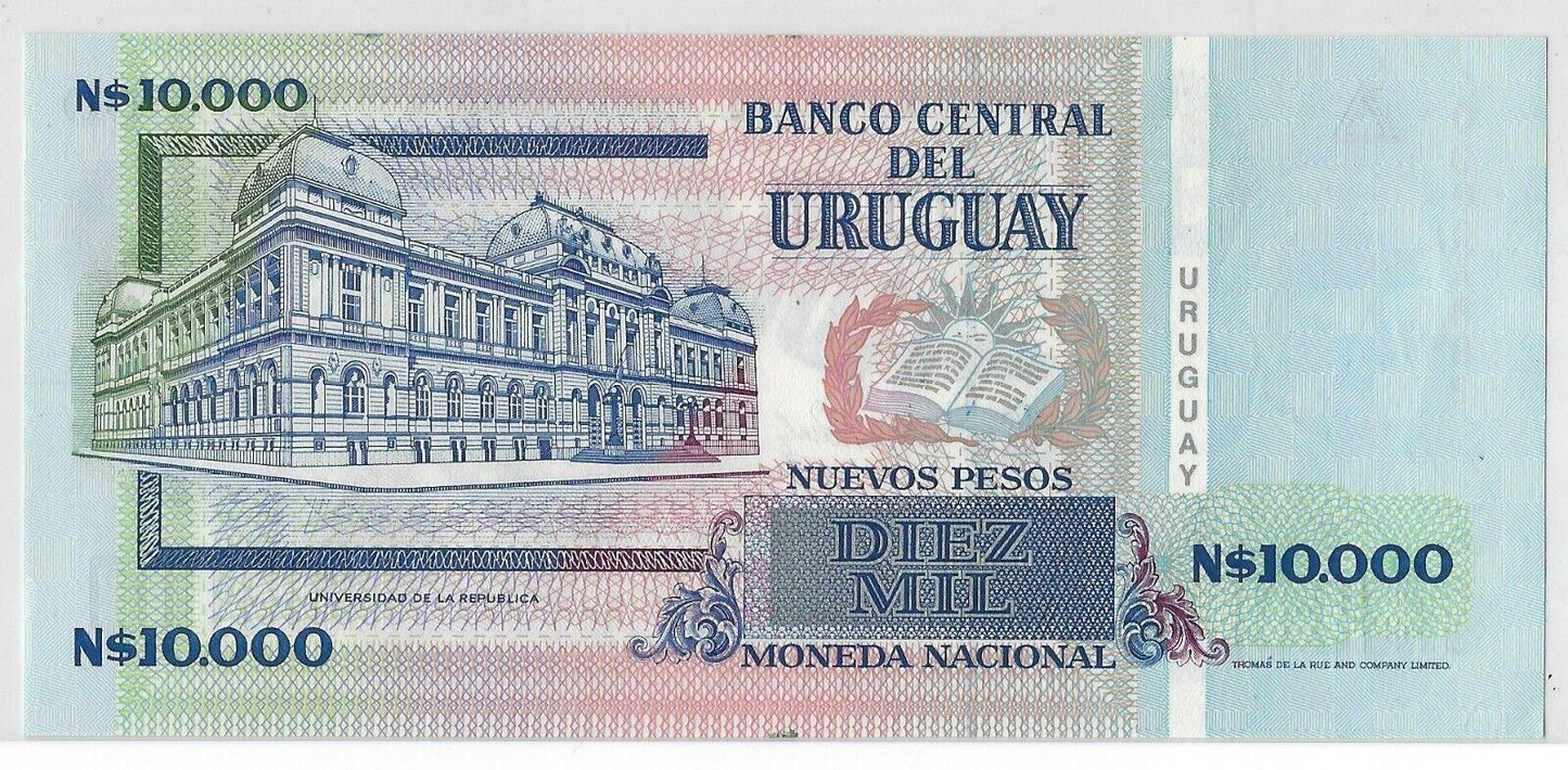 Uruguay BANKNOTE , 10000 MIL 1989 UNC,SPECIMEN ,Est $65.UR5