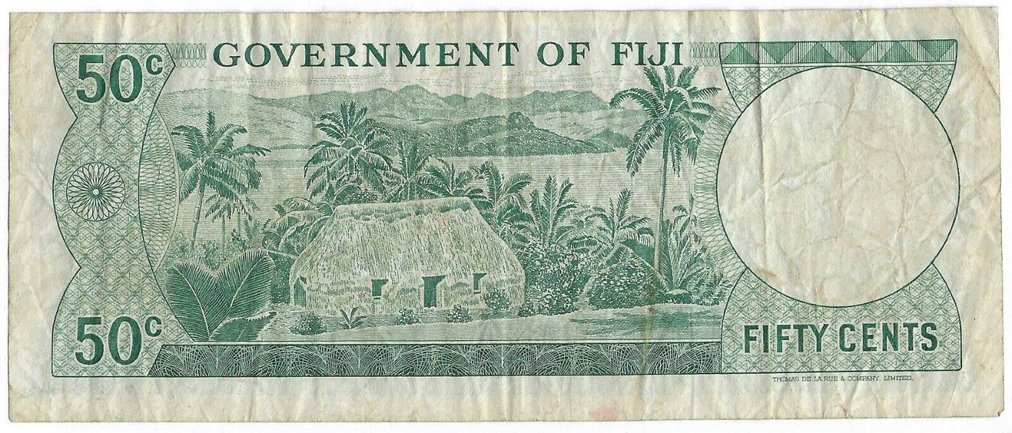 Fiji 50 cents 1970 Rare Key A/2 P64a Qn Elizabeth VF, FJ1a