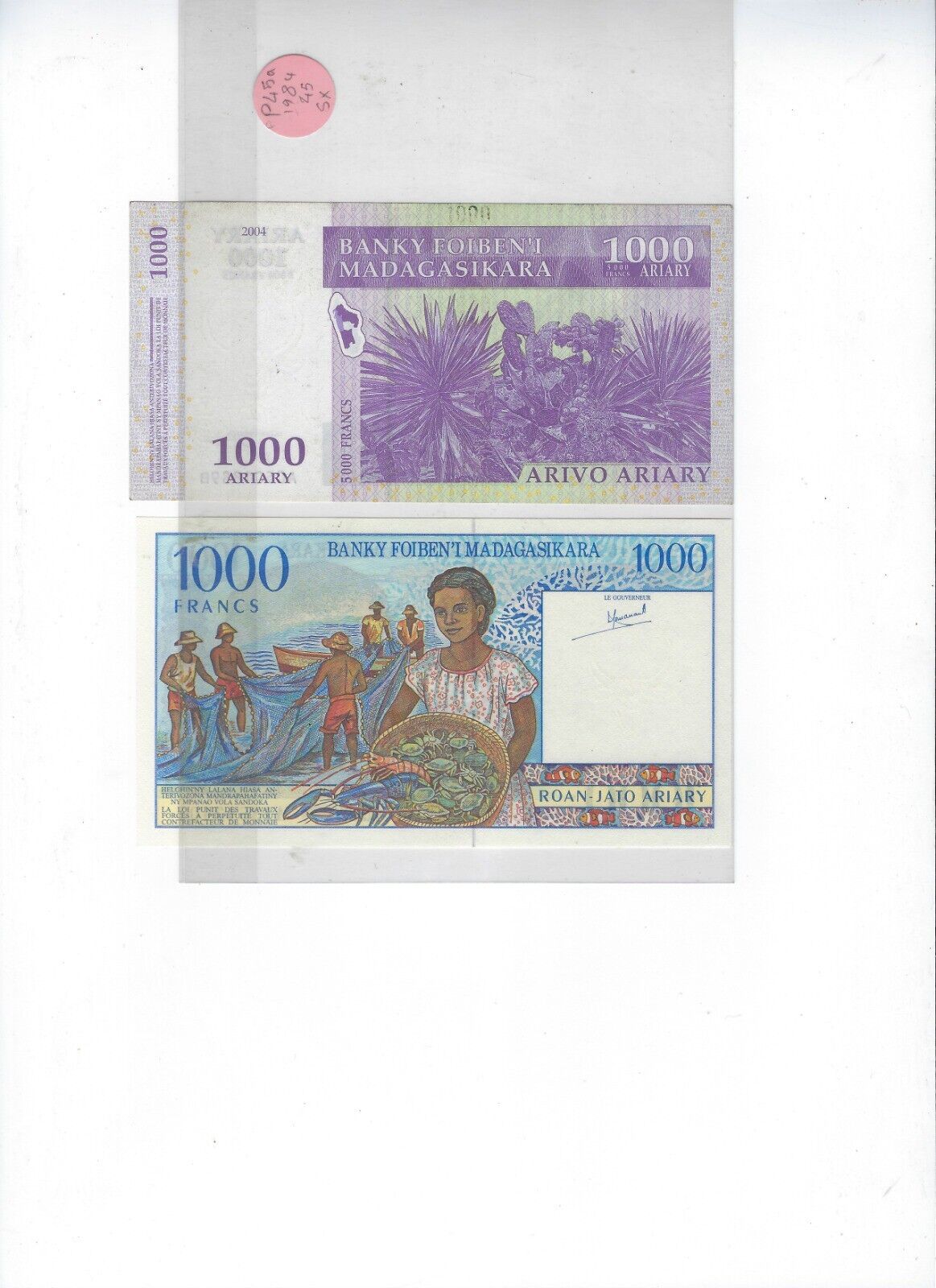 Madagascar 1000 Ariary, 2 Notes, UNC, MD6a