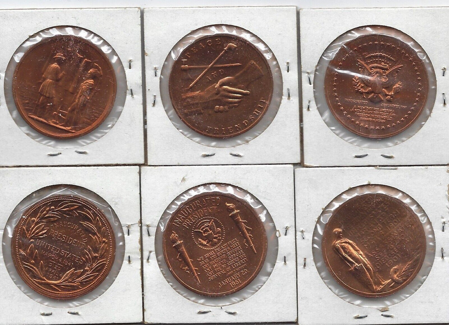 USA Presidential Tokens x 6 different presidents kennedy &5more about 1.3".PC4