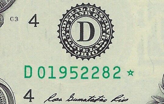 US $1 FRN Star Note,Fancy SN Birthday/Anniversary Date (1952 28 2) Error.RR3i