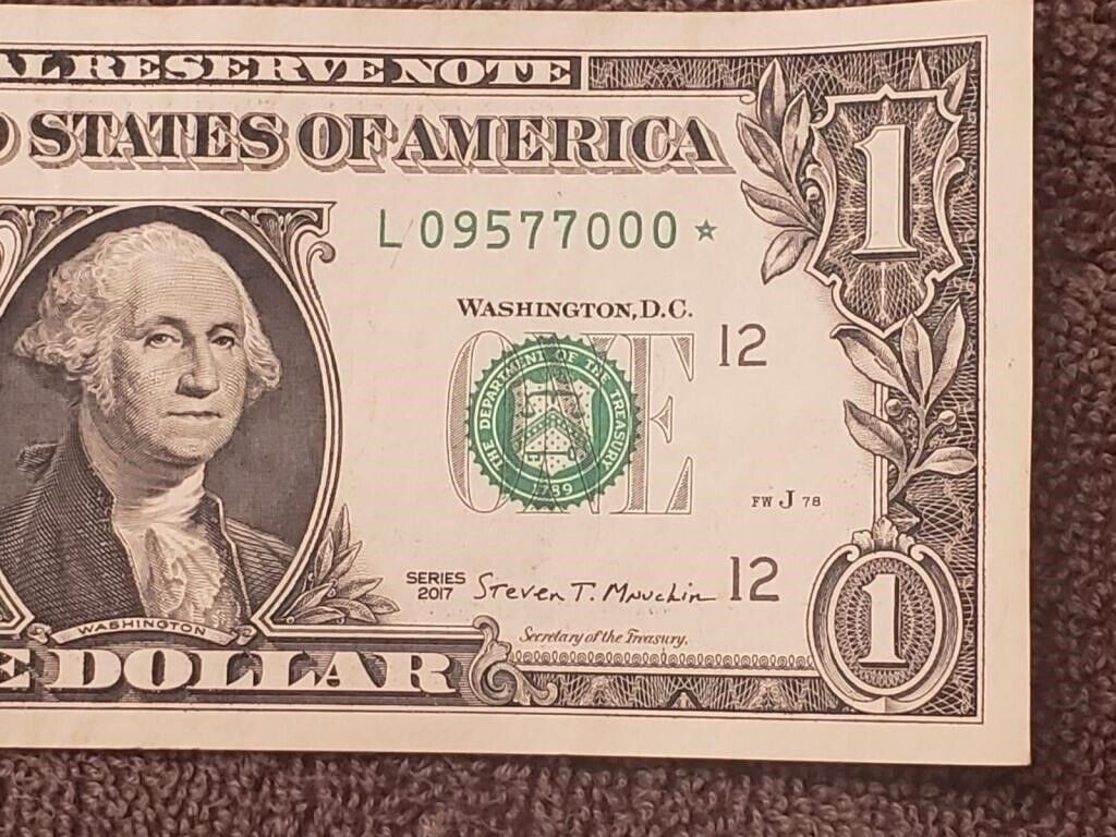USA $1* Star Note L12 Fancy SN. Trinary ,Bookends 09577000+Gift !! (y25)