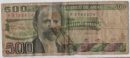 Mexico 100 & 500 Pesos 1982,81   Fine & VG.Mx1Y3