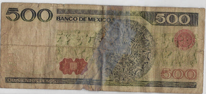 Mexico 100 & 500 Pesos 1982,81   Fine & VG.Mx1Y3