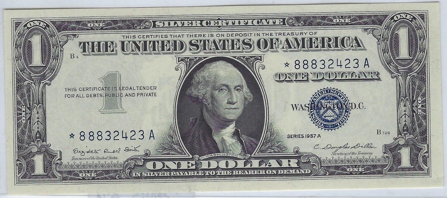 US Rare Trinary Lucky 888 & Radar Star Note - Silver Certificate US $1 -aUNC.57C