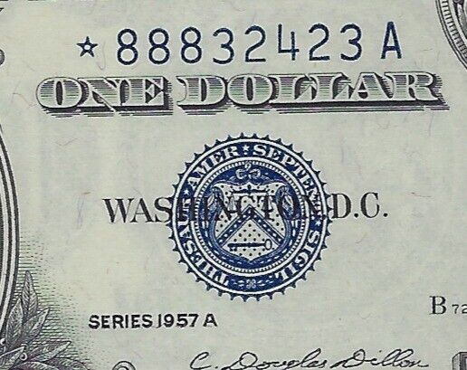 US Rare Trinary Lucky 888 & Radar Star Note - Silver Certificate US $1 -aUNC.57C