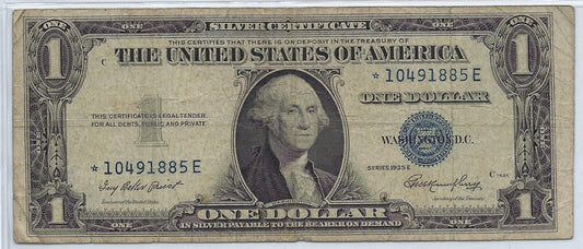 US$1 Silver Certificate 1935E  Star Note *Replacement * F,Error Shift .(35A)
